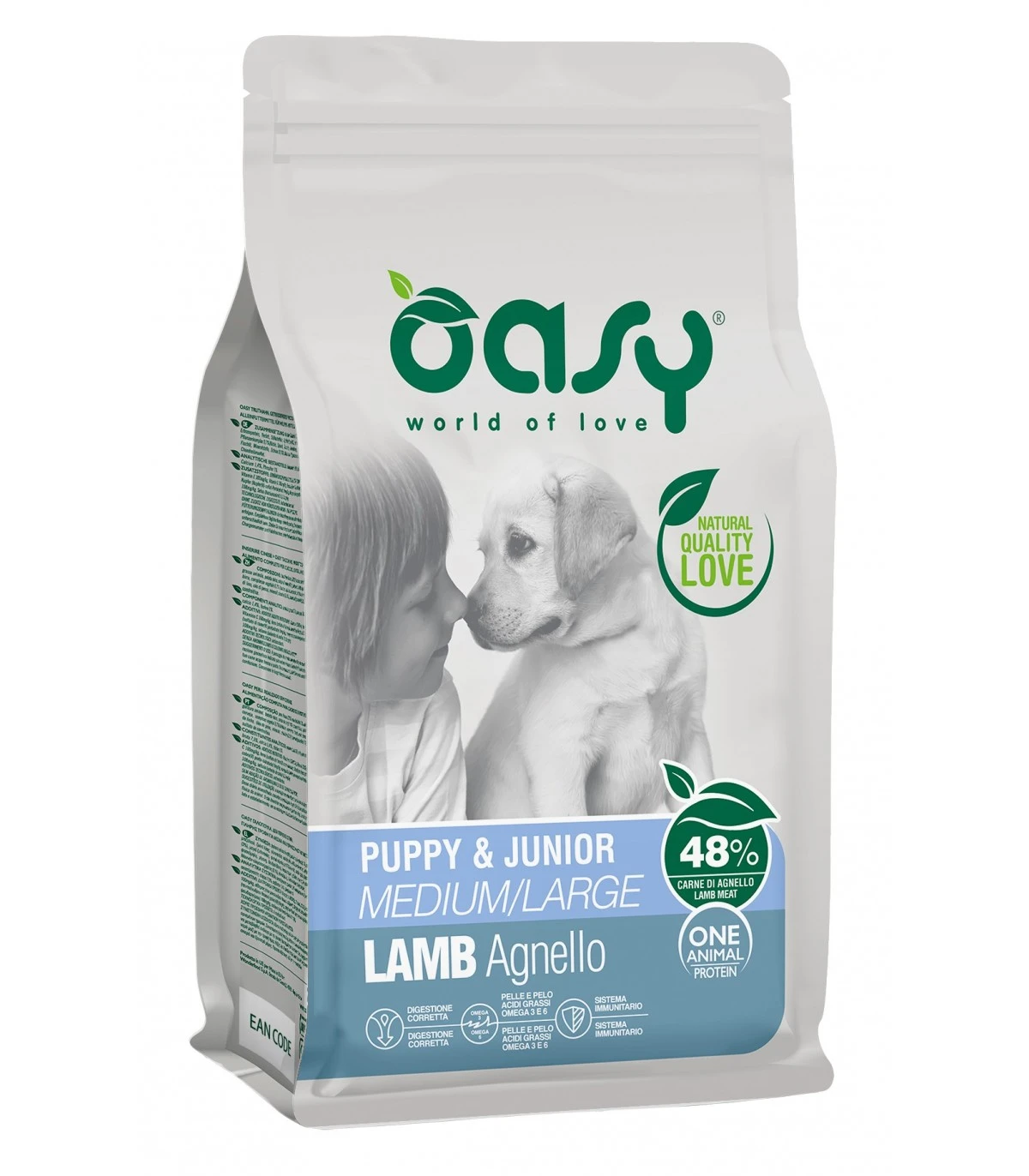 Oasy Cane Puppy & Junior Medium Large Agnello 12 Kg 1 Oasy Cane Puppy & Junior Medium Large Agnello 12 Kg